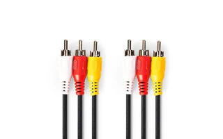 Cable de Vídeo Compuesto - 3x RCA Macho - 3x RCA Macho - 1,5 m - Negro - Nedis CVGT24300BK15