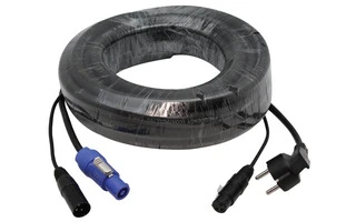 Cable de alimentación/Iluminación 10m - Schuko a PowerCon XLR Macho a Hembra