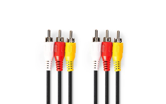 Cable de Vídeo Compuesto - 3x RCA Macho - 3x RCA Macho - 1,5 m - Negro - Nedis CVGT24300BK15