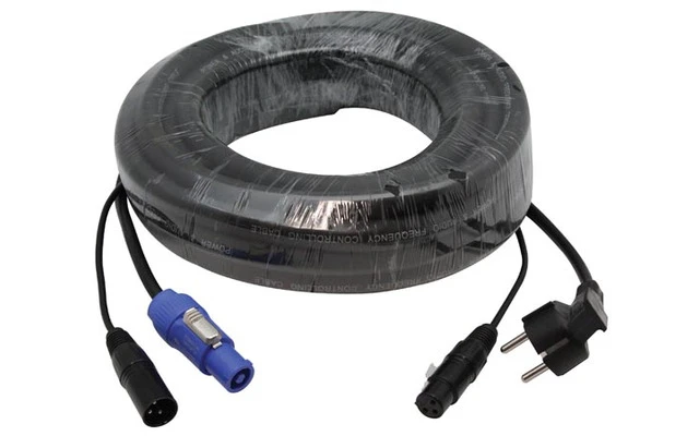 Cable de alimentación/Iluminación 10m - Schuko a PowerCon XLR Macho a Hembra