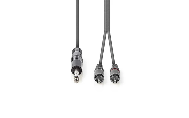 Cable de Audio Estéreo - 6,35 mm Macho - 2x RCA Macho - 1,5 m - Gris