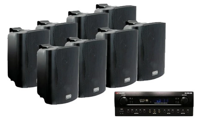 Conjunto Comercio 520W - 8x Altavoces 6.5" Negro + Mark MA 500 USB