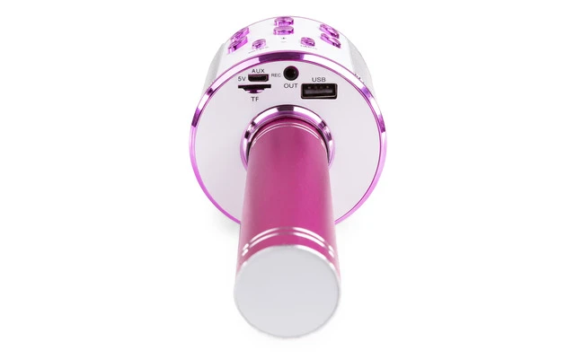 MAX KM01 Micrófono Karaoke con altavoz y reproductor Bluetooth / MP3 Rosa