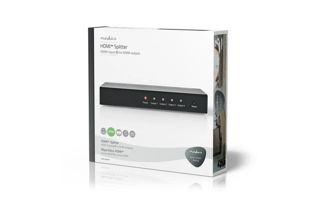 Divisor HDMI™ - 4 Puertos - 1x Entrada HDMI™ - 4x Salidas HDMI™ - Nedis VSPL3464AT
