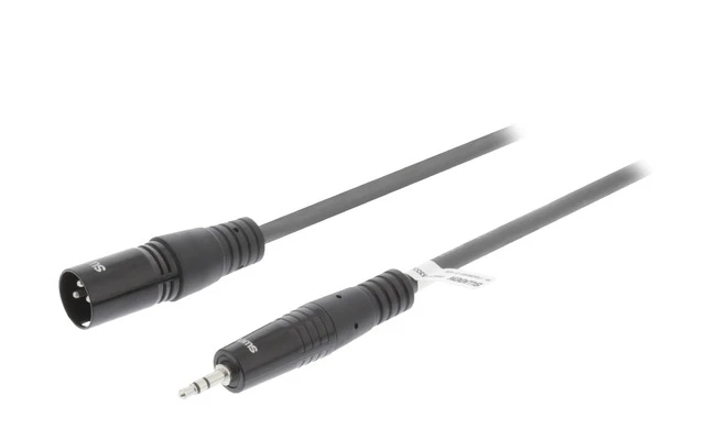 Cable XLR Estéreo Macho de 3 Pines - Macho de 3,5 mm y 1,5 m Gris Oscuro