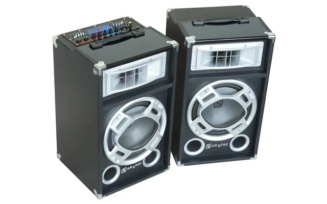 SPLED400 Conjunto altavoces PA Activos 10" USB,FM, LED 800W