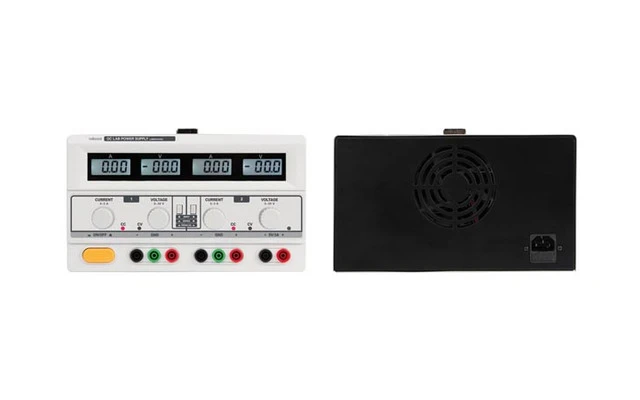 DOBLE FUENTE DE ALIMENTACIÓN DC PARA LABORATORIO 2 x 0-30 VDC / 0-3 A + 5 VDC FIJA / 3 A MÁX. CO