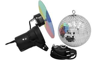 Eurolite Bola de espejos 20 cm con Foco PAR con ruleta de colores