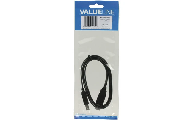 Cable plano USB 2.0, USB A Macho - USB B Macho, de 1 m