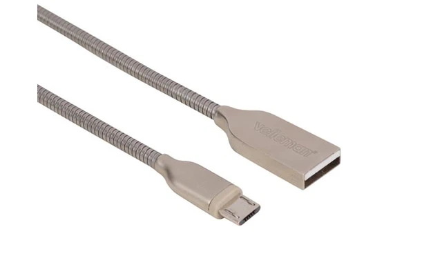 CABLE USB 2.0 A MACHO A MICRO-USB 5 POLOS MACHO -  METAL TRENZADO - 1 m