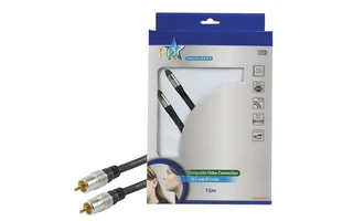 Cable de Vídeo Compuesto RCA Macho - RCA Macho Gris Oscuro , 15 metros