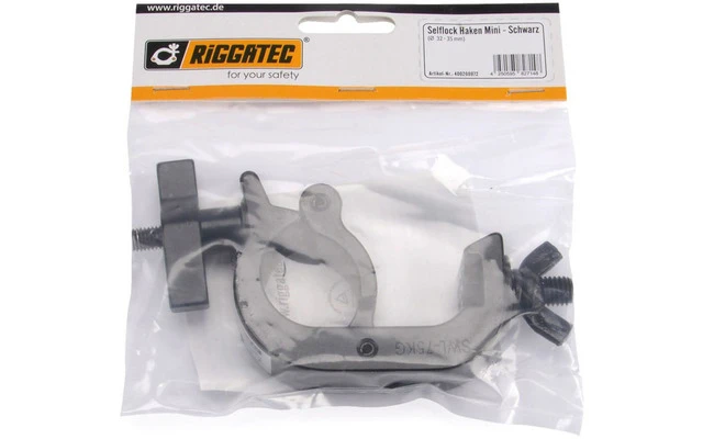 RIGGATEC 400200972 Gancho mini autoblocante negro hasta 75 kg (32-35 mm)