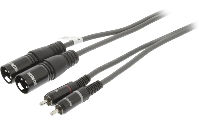 2x Cable XLR Estéreo Macho de 3 Pines - 2x RCA Macho de 1,5 m Gris Oscuro - Sweex SWOP15210E15