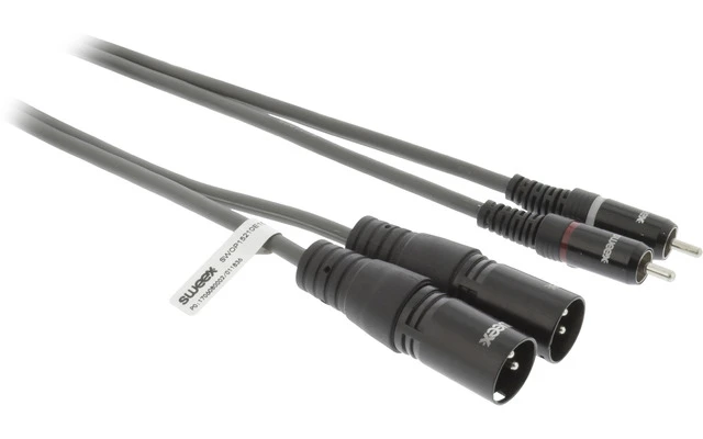 2x Cable XLR Estéreo Macho de 3 Pines - 2x RCA Macho de 1,5 m Gris Oscuro - Sweex SWOP15210E15