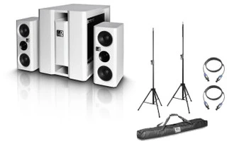 LD Systems Dave 8" - Multimedia 2.1 - white + Juego de soportes de altavoz