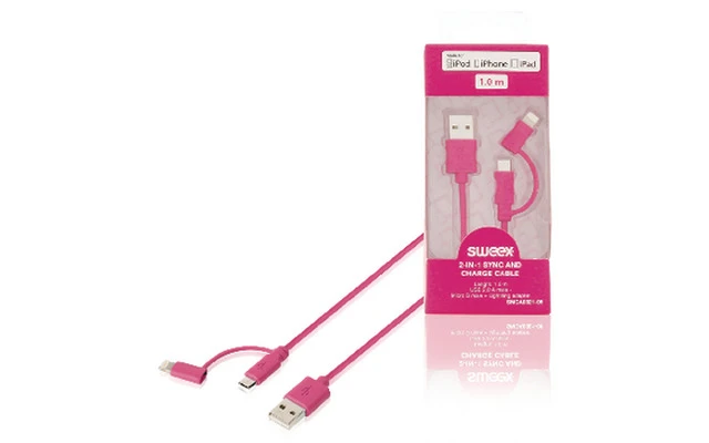 Cable de carga y sincronización USB 2.0 A 2 en 1 macho - micro B macho + adaptador Lightning