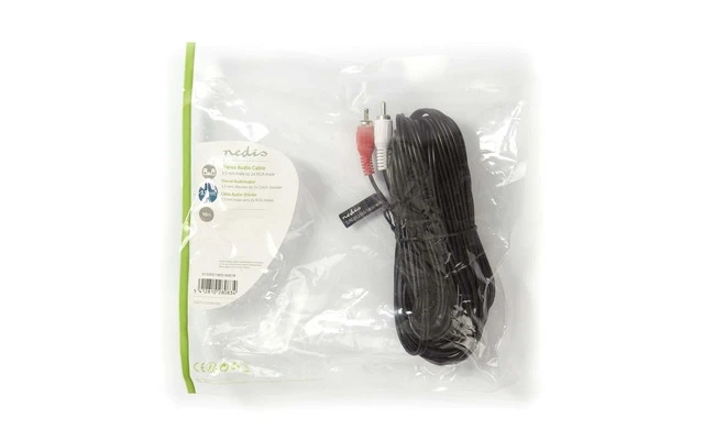 Cable de Audio Estéreo - Macho de 3,5 mm - 2x RCA Macho - 10 m - Negro
