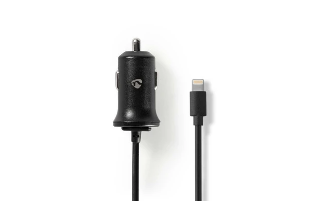 Cargador para Coche - 2,4 A - Cable Lightning fijo - Negro - Nedis CCHAL240ABK