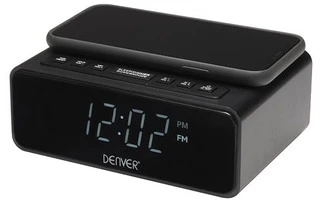 Denver CRQ-110 - Despertador Radio FM con cargador inalambrico QI