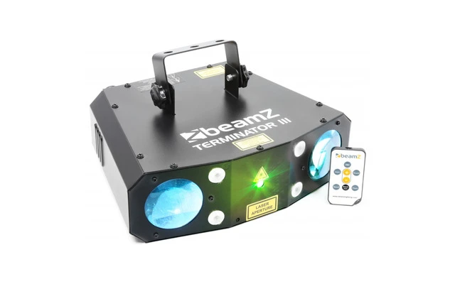 BeamZ Terminator III LED double moon con laser y strobo