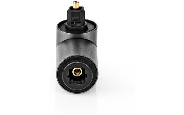 Adaptador de Audio Óptico de TosLink Macho - TosLink Hembra - Ángulo de 90° - Aluminio