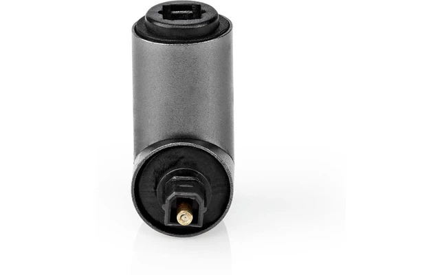 Adaptador de Audio Óptico de TosLink Macho - TosLink Hembra - Ángulo de 90° - Aluminio