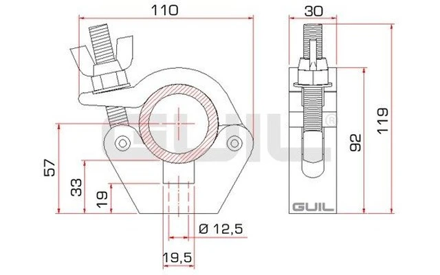 Guil ABZ-05 Abrazadera doble giratoria (360º)