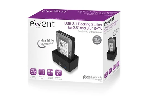 EWENT - ESTACIÓN DE ACOPLAMIENTO USB 3.1 Gen1 (USB 3.0) PARA UNIDADES DE DISCO DURO Y DE ESTADO 