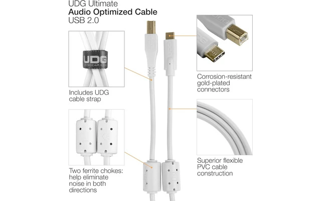 Imagenes de UDG Ultimate cable USB-c a USB-B 1.5 metros - Blanco