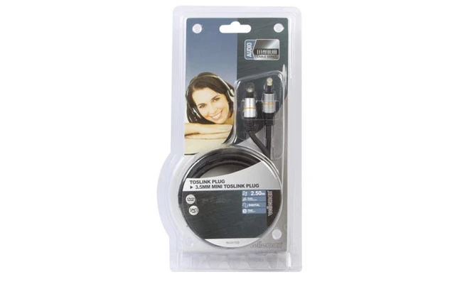Conector Toslink macho a mini conector Toslink macho de 3.5mm / profesional / 2.5m