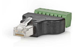 Conector de Seguridad para CCTV - 8 Hilos a RJ45 Macho - Nedis CCTVCM20BK