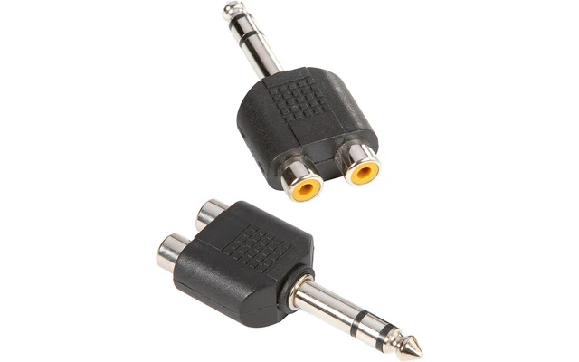 Adaptador en Y de 2 RCA hembra a Jack 6,3 mm macho estéreo