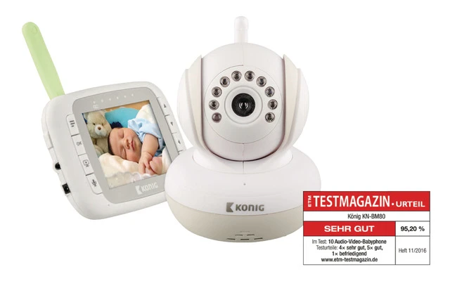 Monitor para bebés y niños con vídeo digital y LCD de 3,5? de 2,4 GHz - König KN-BM80