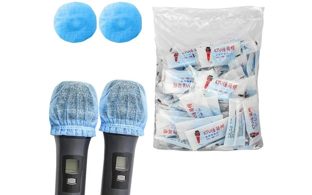 200x Fundas desechables para micrófono de tela protección - Color Azul