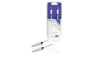 Cable de audio estéreo en espiral de 3,5 mm macho a macho de 1,00 m en blanco - König KNM22010W1