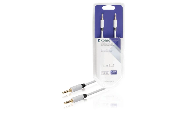 Cable de audio estéreo en espiral de 3,5 mm macho a macho de 1,00 m en blanco - König KNM22010W1