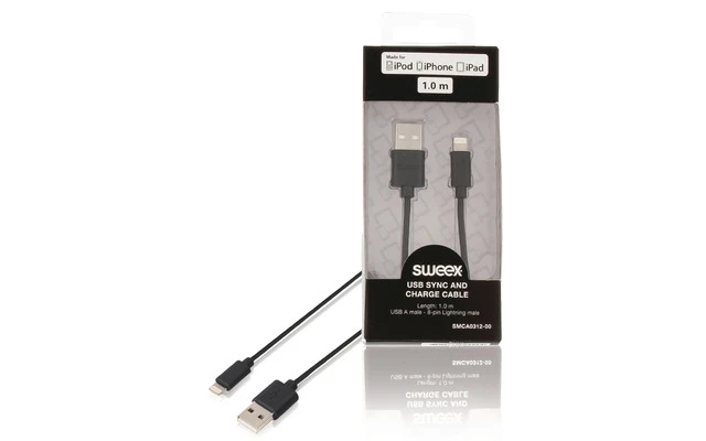 Cable USB de carga y sincronización USB A macho - macho Lightning de 8 pines de 1,00 m en color 