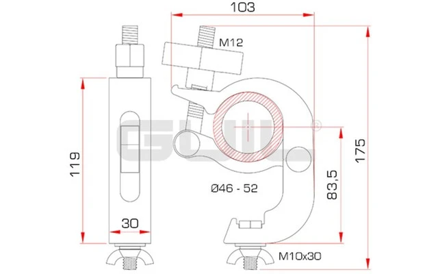 Guil ABZ-50/N Abrazadera de aluminio con autocierre. 250 kg