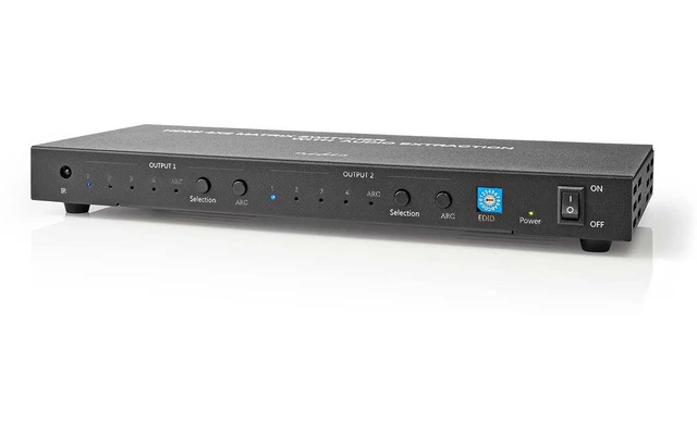 Switch Matrix HDMI™ - 2x 4 puertos - 4 entradas HDMI 1x Óptico S/PDIF / 2x 3.5 mm / 2x salid