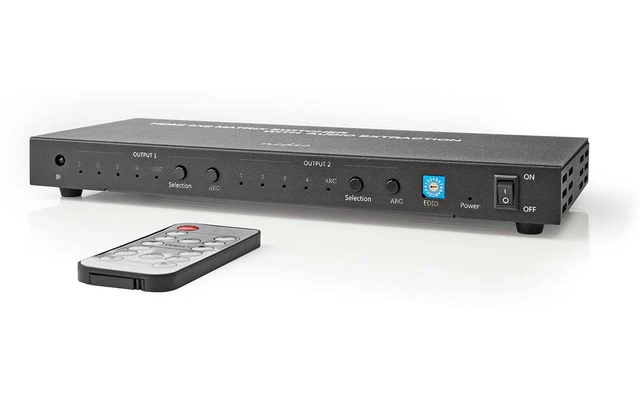 Switch Matrix HDMI™ - 2x 4 puertos - 4 entradas HDMI 1x Óptico S/PDIF / 2x 3.5 mm / 2x salid