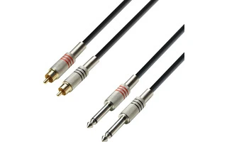 Adam Hall K3TPC0100 - 2x RCA macho a 2x Jack 6.3 mono 1m