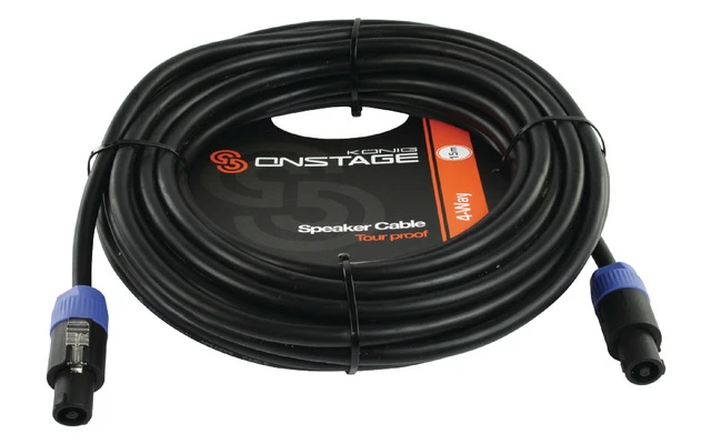 Cable de Altavoz Altavoces 4-pin Macho - Altavoces 4-pin Macho 15.0 m Negro - König OnStage CBSS