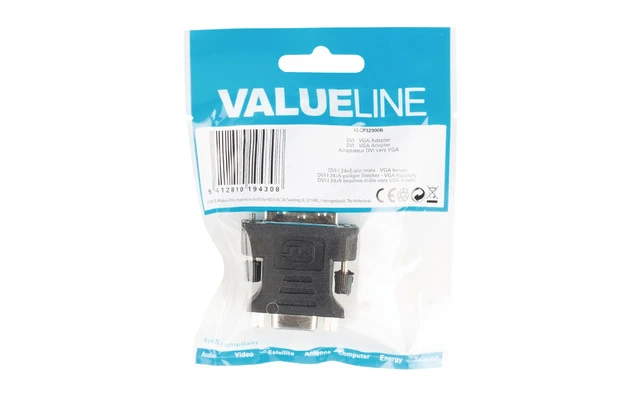 Adaptador DVI - VGA (DVI-I 24+5-pines macho - VGA hembra) - Negro