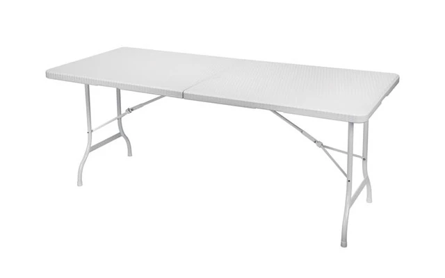 MESA PLEGABLE - IMITACIÓN RATÁN - 180 x 75 x 74 cm - COLOR BLANCO