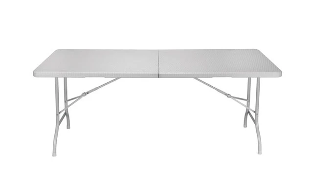 MESA PLEGABLE - IMITACIÓN RATÁN - 180 x 75 x 74 cm - COLOR BLANCO