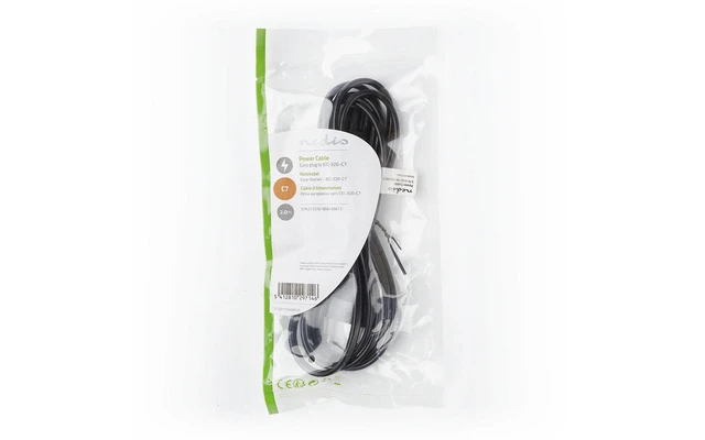 Cable de alimentación - Conector Europeo - IEC-320-C7 - 2,0 m - Negro - Nedis PCGP11040BK20