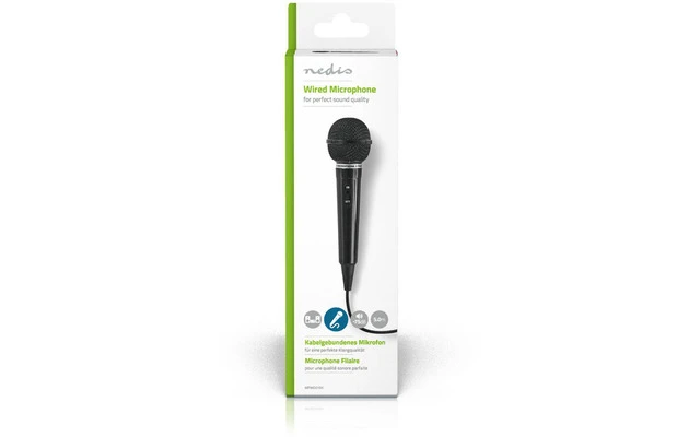 Micrófono con cable - Sensibilidad de -75 dB +/-3 dB - 80 Hz - 12 kHz - 5,0 m - Nedis MPWD01BK