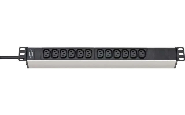 Enchufe de extensión 2 m Negro/Aluminum - Zócalo Dispositivo C13, Recto - Brennenstuhl 139000711