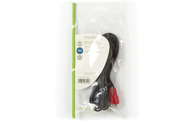Cable de Audio Estéreo - 2x RCA Macho - 2x RCA Macho - 3,0 m - Negro