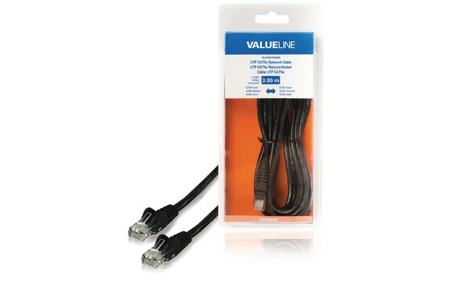 Cable de red UTP CAT5e, RJ45 macho – RJ45 macho, 3,00 m, negro